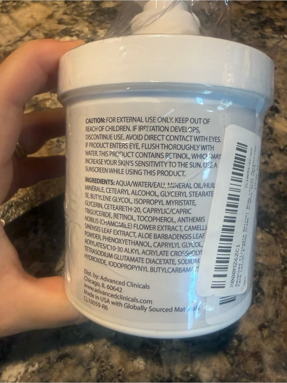 Advanced Clinicals Retinol Advanced Firming Cream 16 oz New Sealed